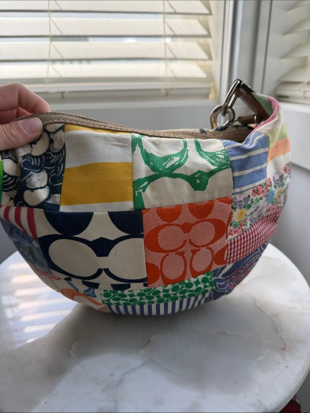 Vintage Y2K Coach Hamptons Patchwork Scribble Hobo Bag